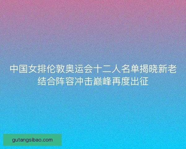 中国女排伦敦奥运会十二人名单揭晓新老结合阵容冲击巅峰再度出征